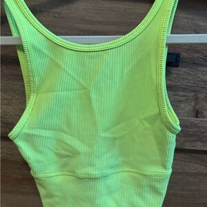 Lulu lemon Neon Green power pivot Ribbed Tank Top